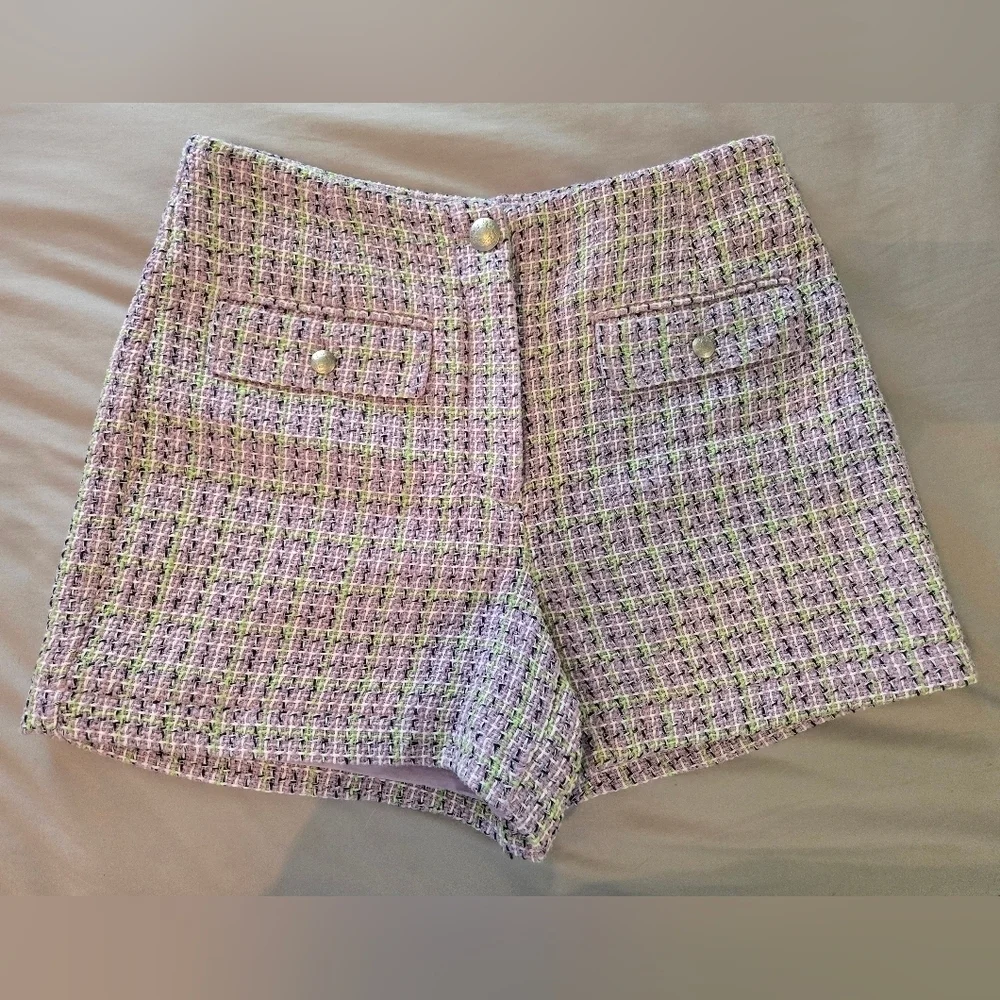 NWT | LOFT | Tweed Flap Pocket Shorts | Size: 6 | Color: Plum Combo
